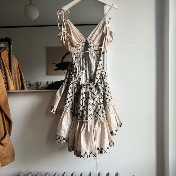 NWT Verge Girl Wildflower linen summer halter neck Coachella festival mini dress - Picture 13 of 16